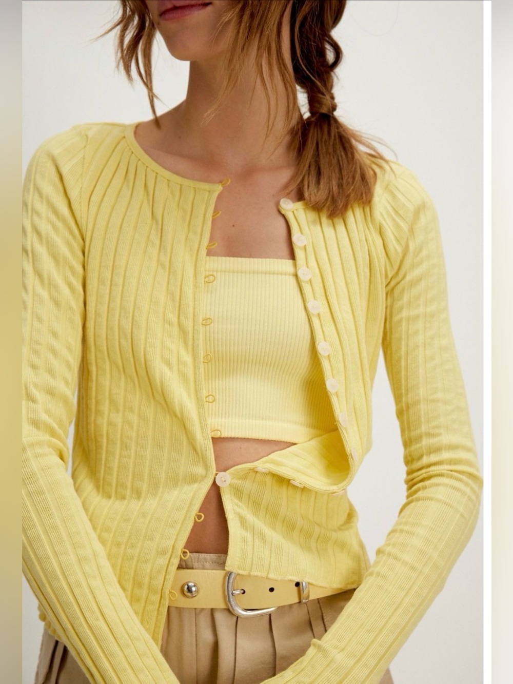 FREE PEOPLE Tilly Long-Sleeve Cardi/RIBBED CARDIGAN